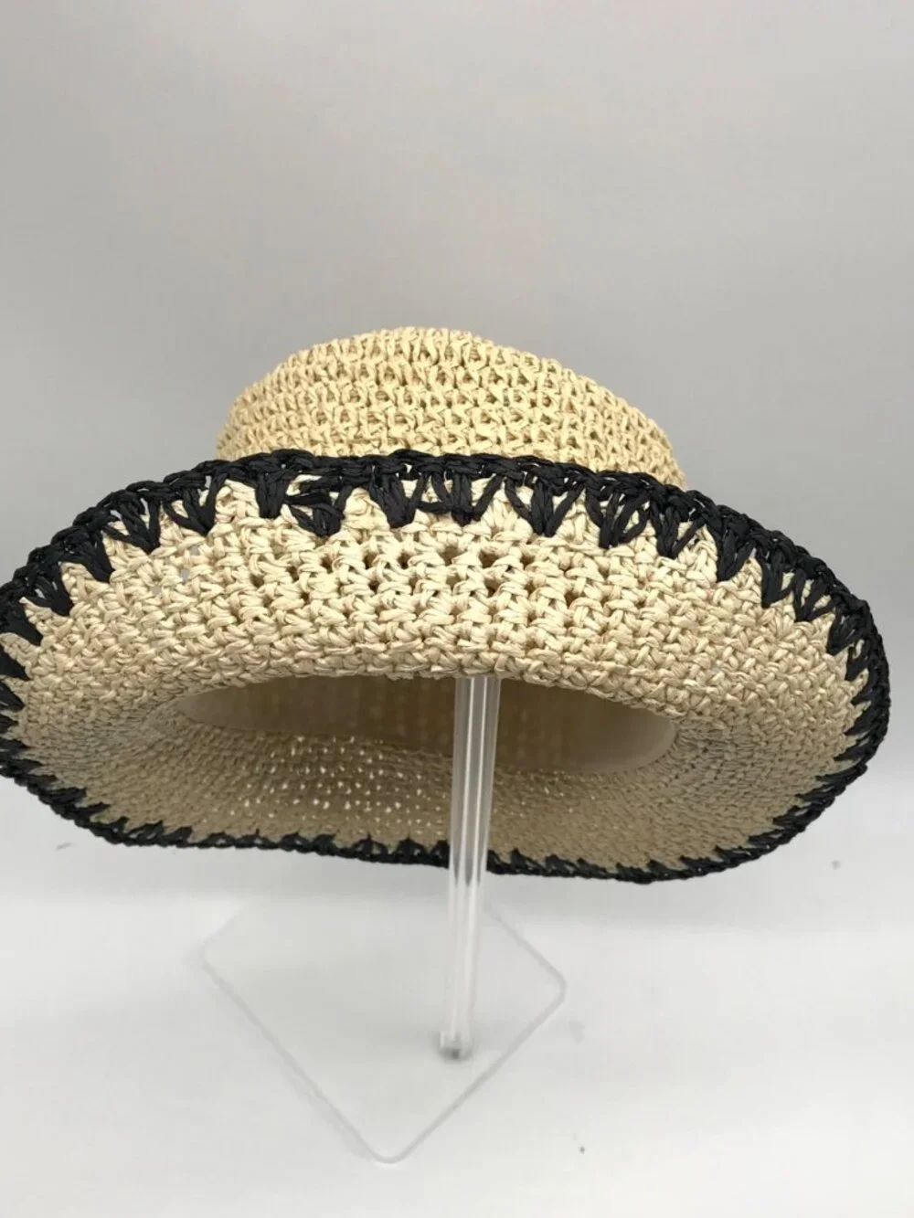 I.N.C. International Concepts Medium Beige & Black Crochet Bucket Hat